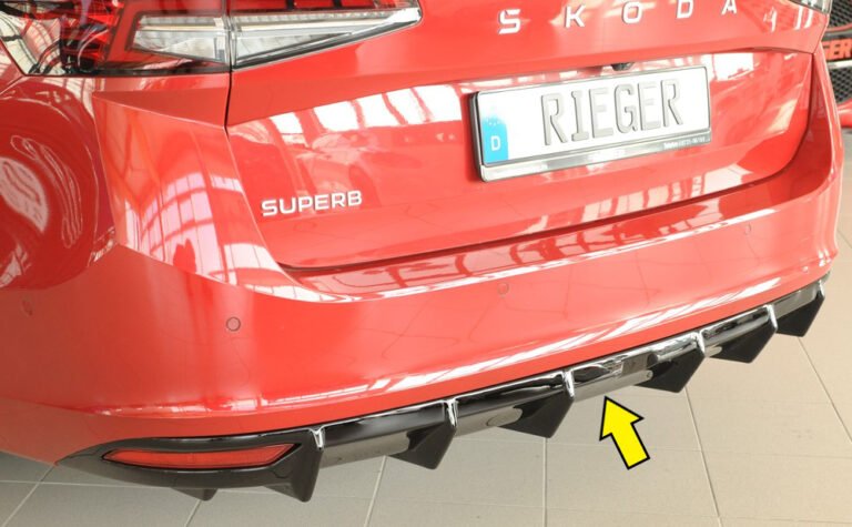 Difusor trasero Rieger para Skoda Superb IV (NZ/3Y), sin enganche de remolque, 2 salidas izquierda