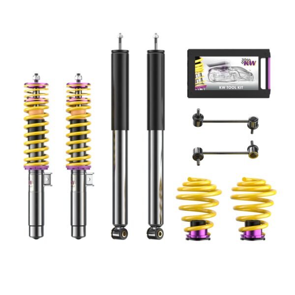Suspensión roscada KW V1 inox para BMW Serie 3 E46, con muelle VA de dos piezas, referencia 10220022