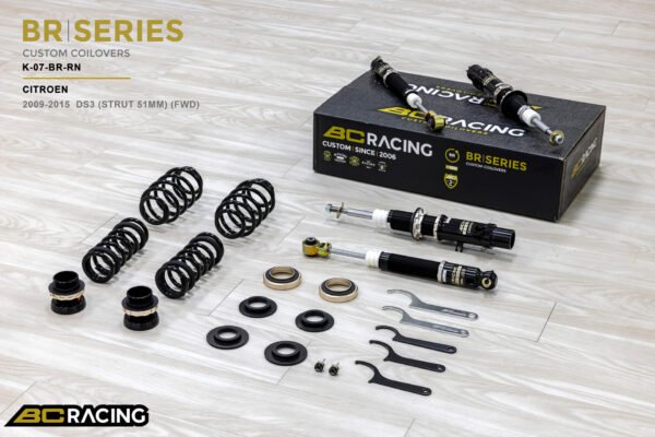 Suspensión roscada BC Racing BR para Citroen DS3, montaje FWD con puntal delantero de 51 mm (2009-2015)